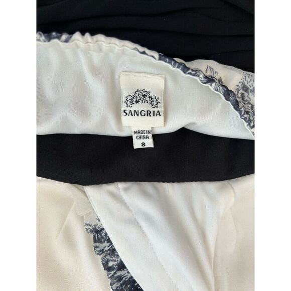 Sangria Size 8 Maxi Long Open Back Silk Dress Spaghetti Strap Blue & Cream - Picture 3 of 7